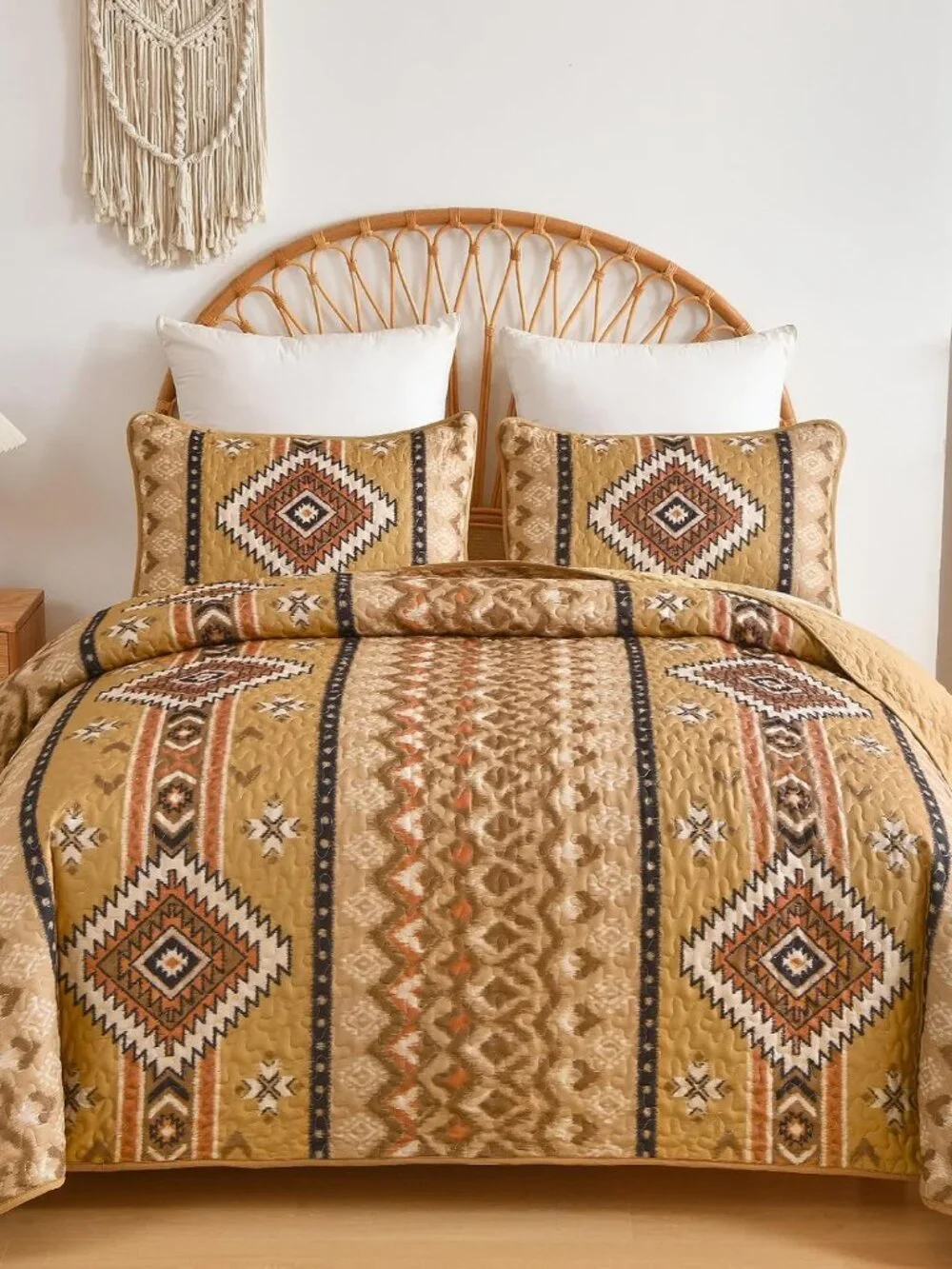 Brown Aztec Boho Quilt Set – Southwestern Bedspread